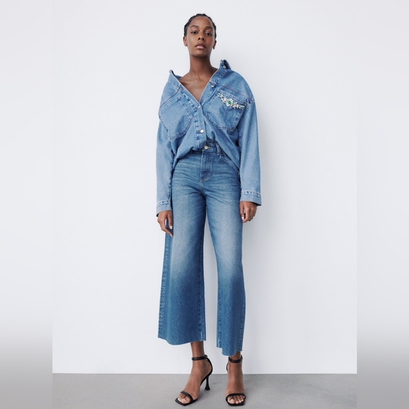 Zara | NWOT Culotte-cut Jeans - Picture 2 of 12